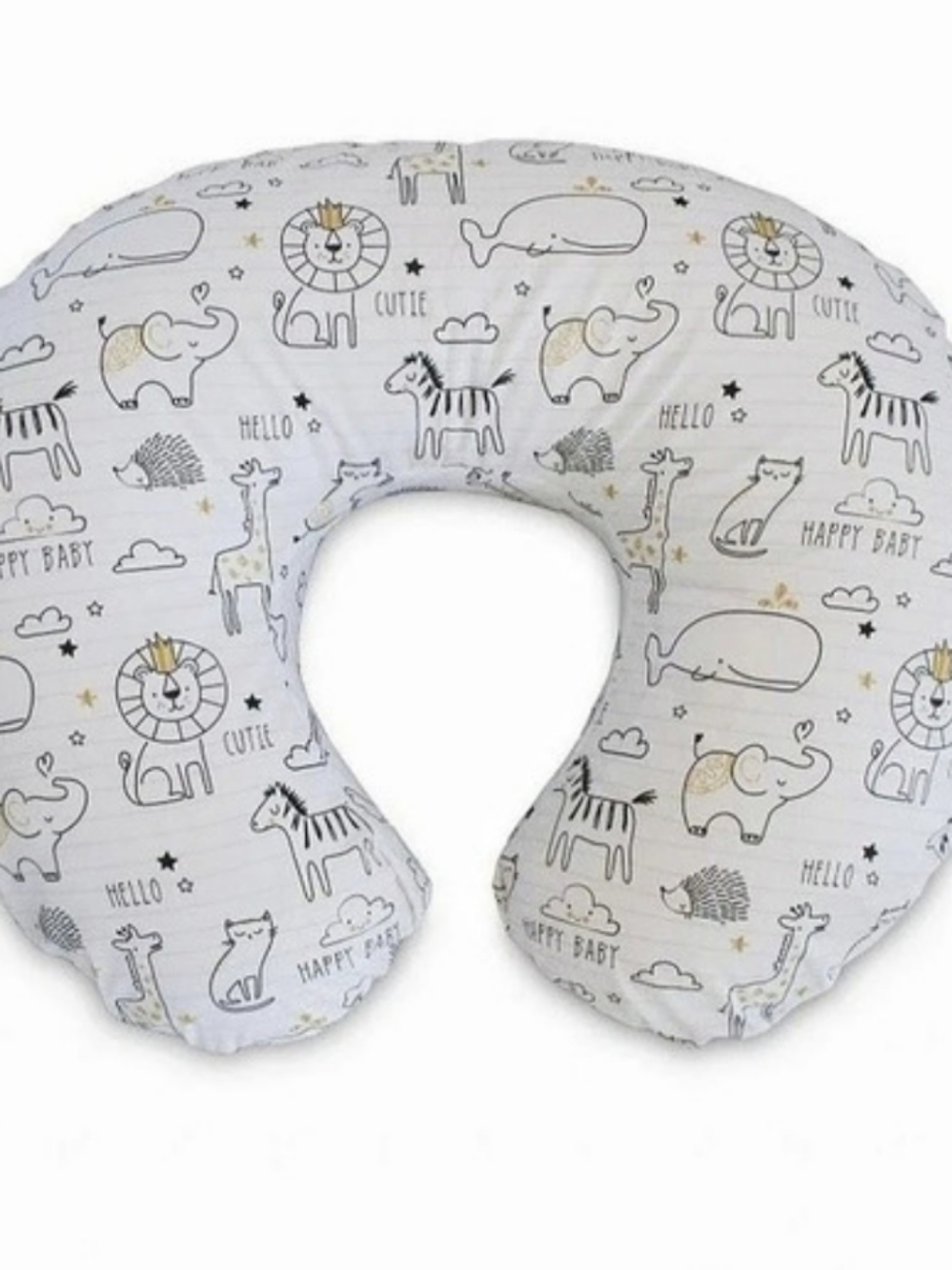 boppy Original Nursing Pillow Slipcover White Animal Print **Never Used**